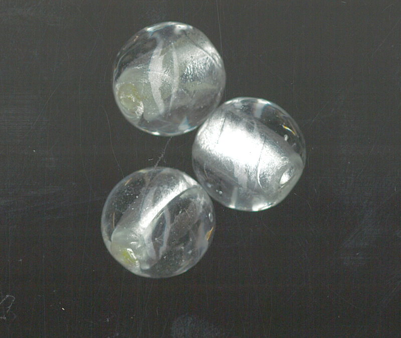 Glasperle mundgeblasen klar mit Silbereinzug, 18 mm, per Stück