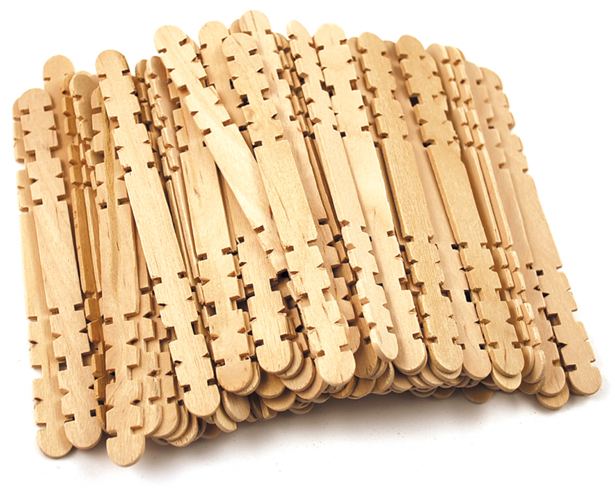 Bastelhölzer Eislutscherstäbe Einkerbungen Craft Skill Sticks Natural 4.5" 80/Pkg