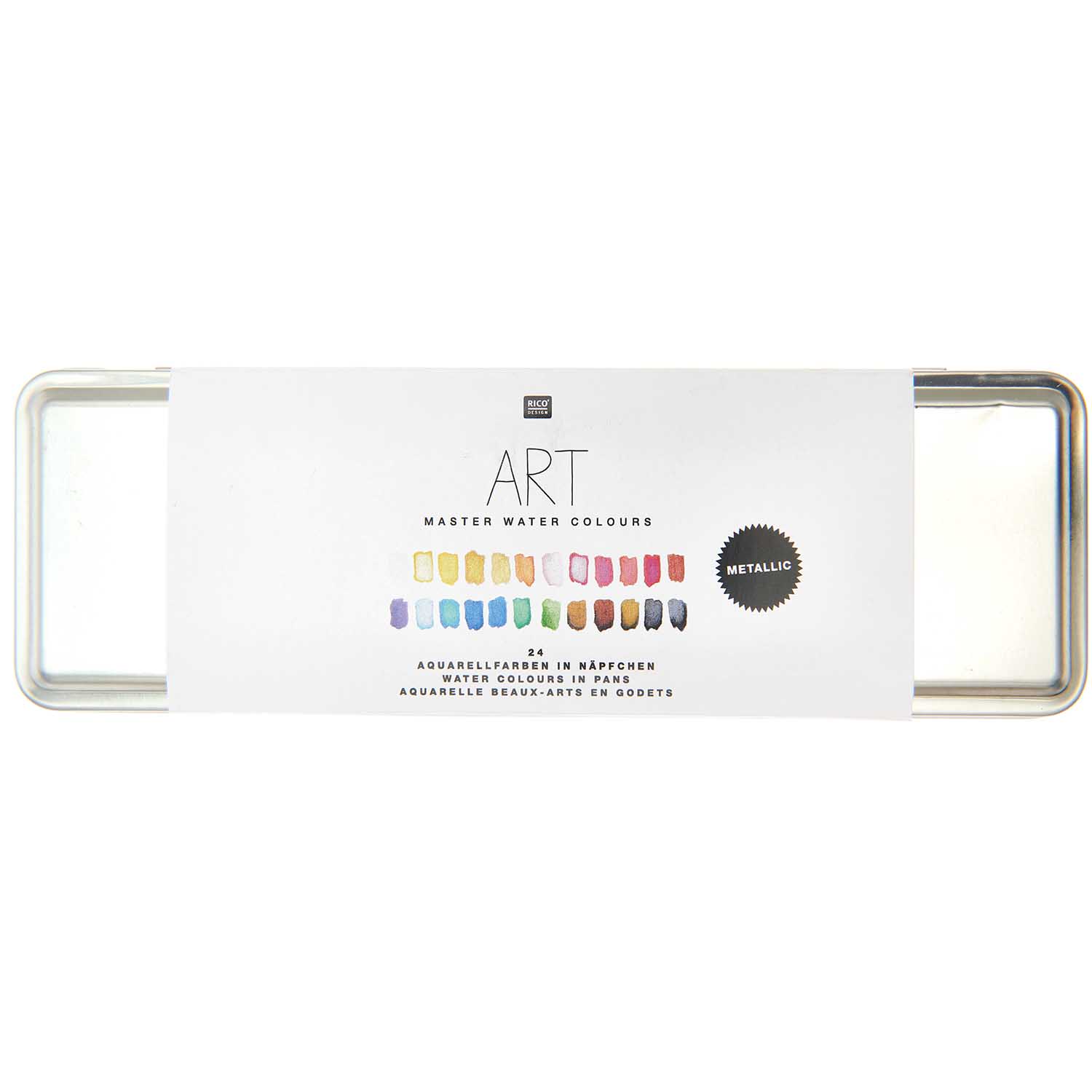 Rico Metallic Aquarellfarben Palette 24 x 1/2 Näpfe Rico Metallic Aquarellfarben Palette 24 x 1/2 Näpfe