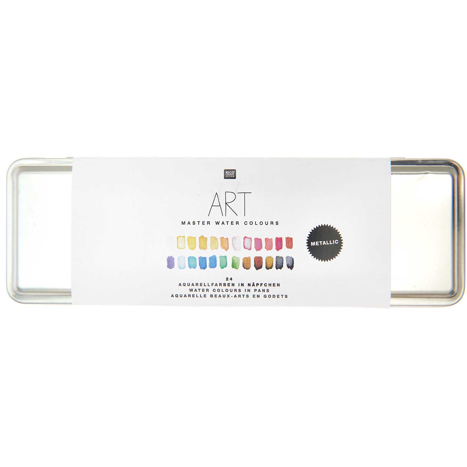 Rico Metallic Aquarellfarben Palette 24 x 1/2 Näpfe