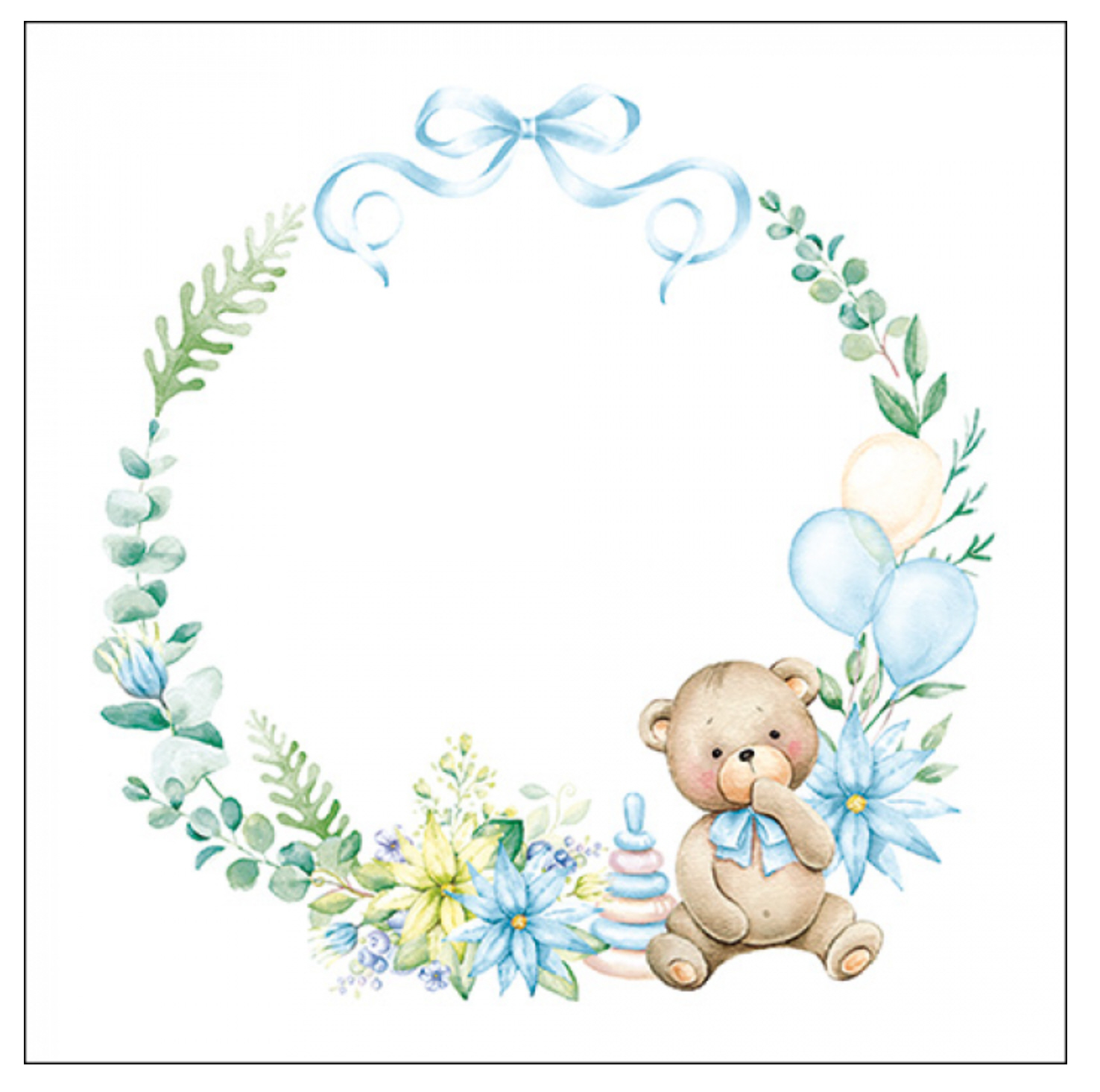 Ambiente Servietten Baby Teddy Bär BLAU 33x33cm 20 Stück FSC Mix