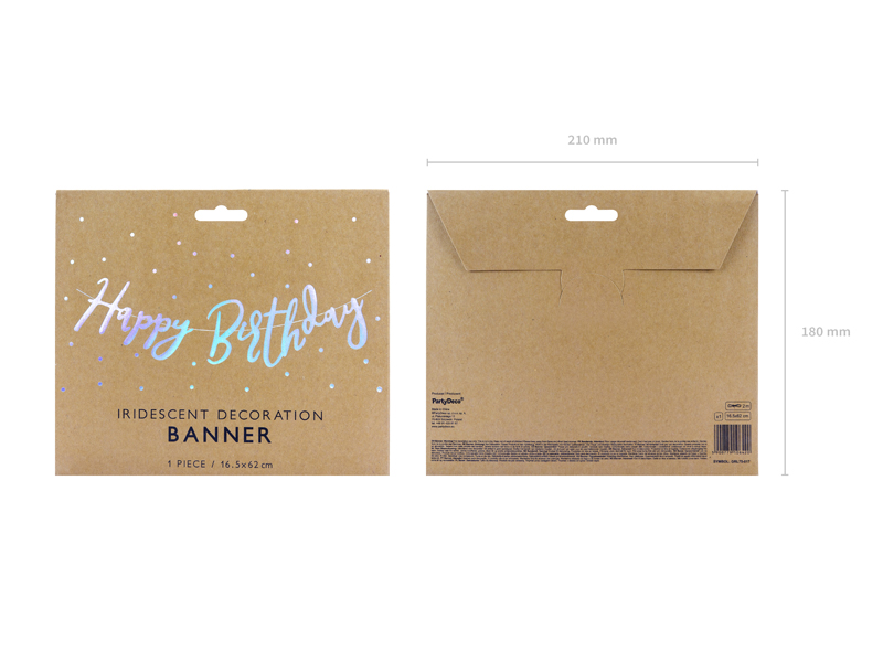 Happy Birthday Banner aus Spiegelpapier HOLO 16,5 x 62 cm Happy Birthday Banner aus Spiegelpapier HOLO 16,5 x 62 cm