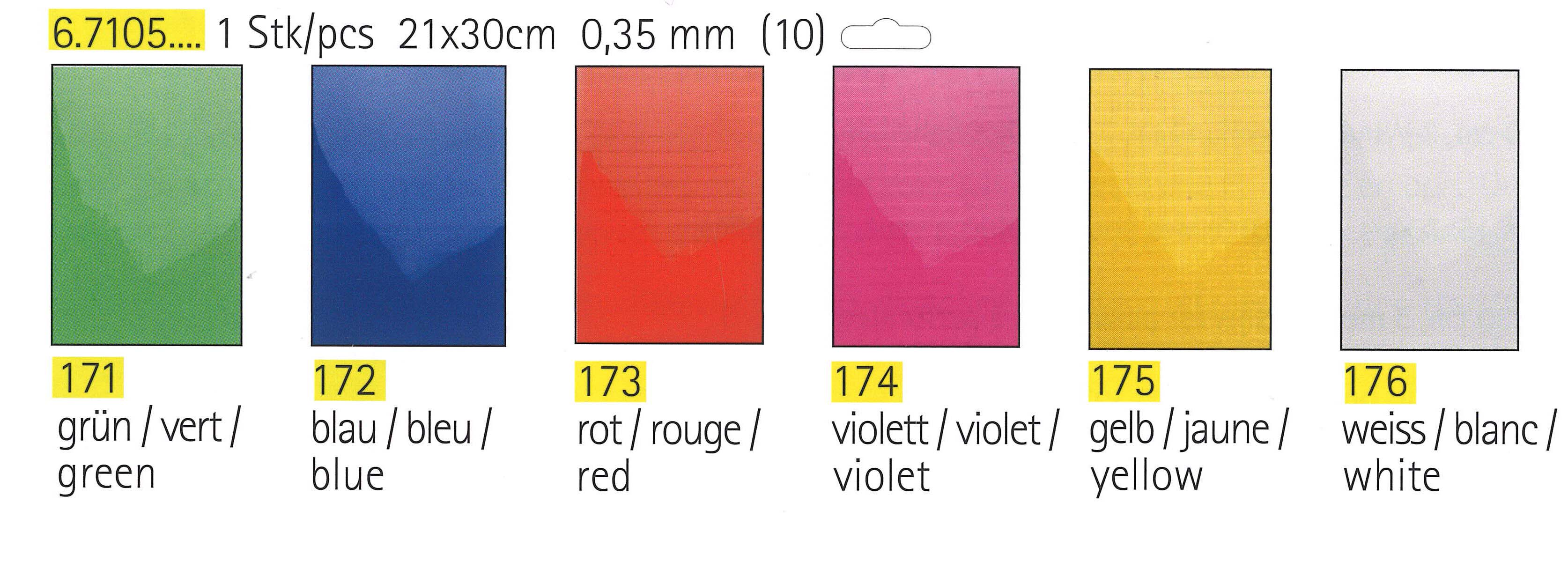 Transparente Windradfolien A4, verschiedene Farben Mobilefolie Transparentfolie