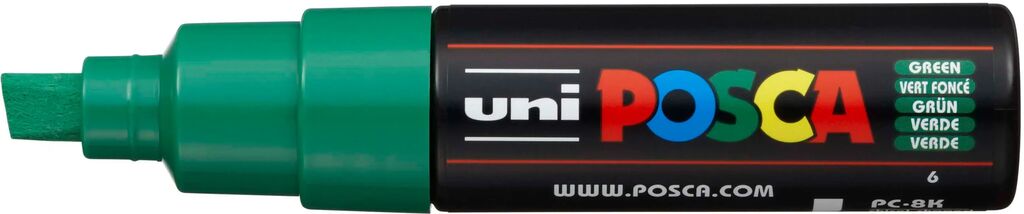 UNI POSCA Marker PC-8K GRÜN breite Keilspitze 8 mm UNI POSCA Marker PC-8K GRÜN breite Keilspitze 8 mm