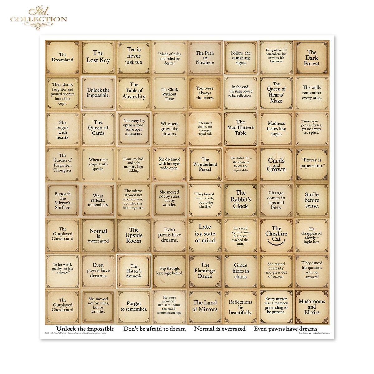 Designpapier-Set „Alice's Magic - A tale of a world that has forgotten logic vol. 2“ 310x320 mm 11 Blatt Designpapier-Set „Alice's Magic - A tale of a world that has forgotten logic vol. 2“ 310x320 mm 11 Blatt