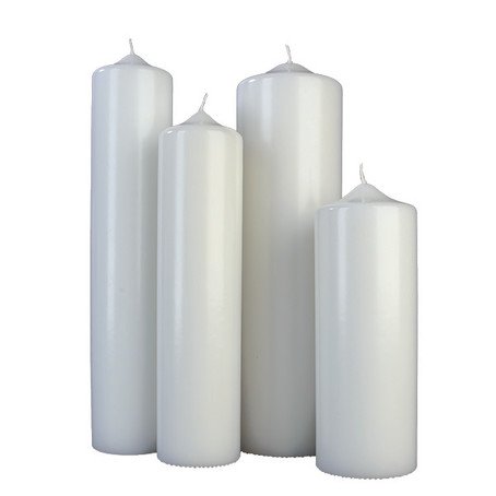 Stumpenkerzen weiß glatt Kerzenrohling Rundkerz Spitzkopf-Kerze Säulenkerze Formkerze, ohne Karton