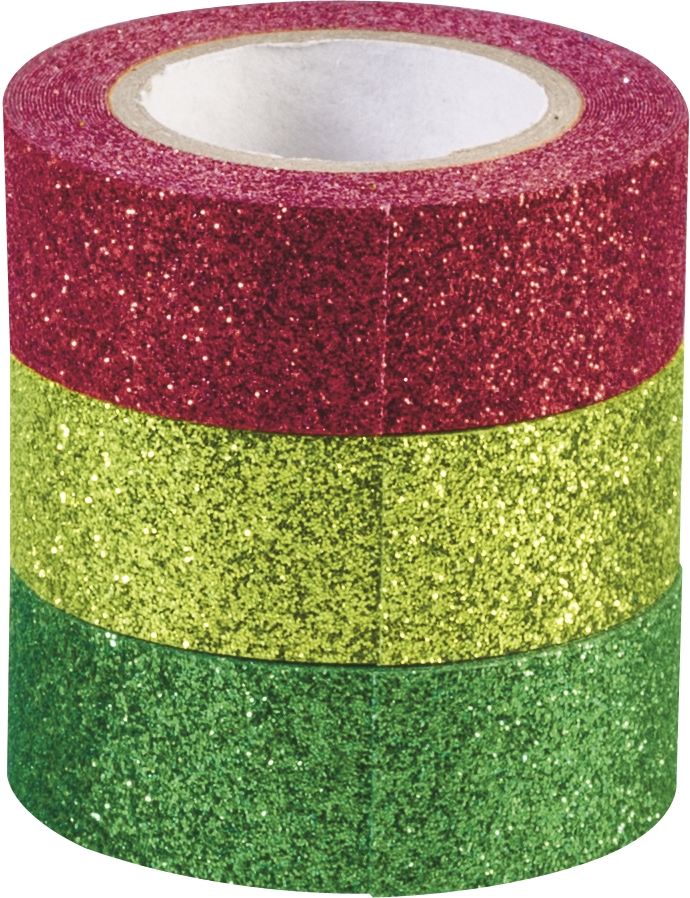 Glitter Tapes  Rolle 3mx15mm dunkelgrün hellgrün rot Glitzerklebeband
