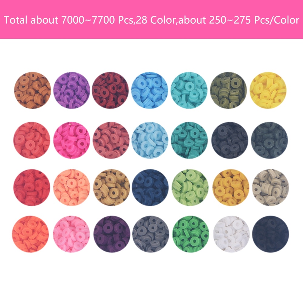 Heishi-Perlen SET bunt Polymerclay Perlenscheiben 4x1mm 5g/ Farbe 28 Farben