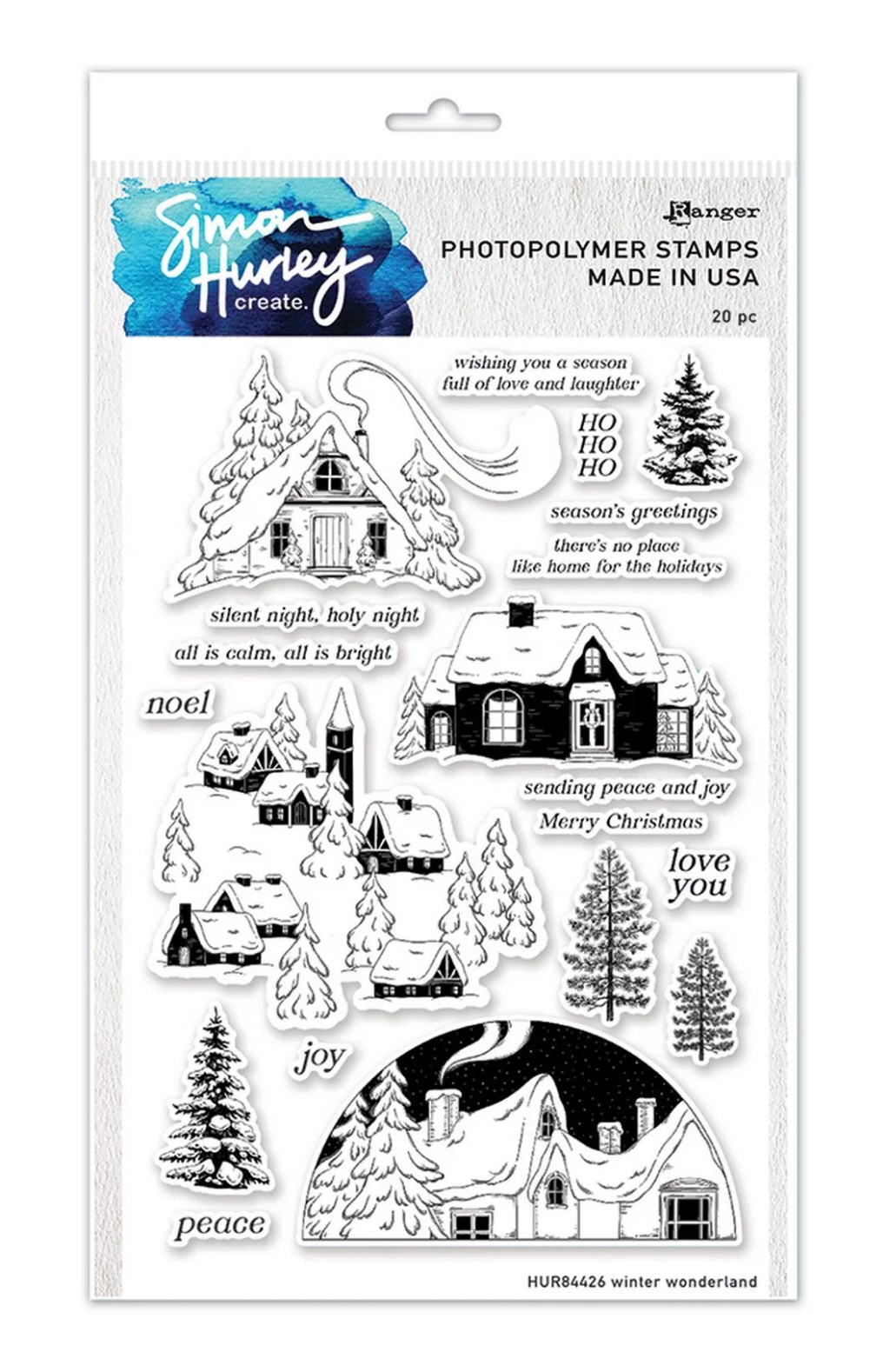 Ranger Simon Hurley Clear Stamp Set Winter Wonderland 15,2x22,86cm 20 Stück 