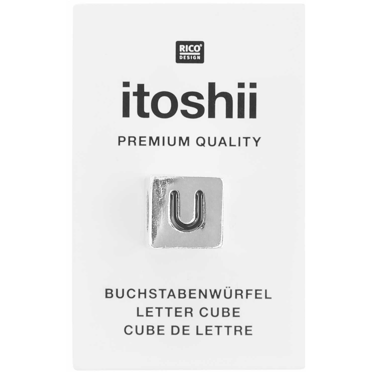 Buchstabenperle-Würfel silber 10x10mm Buchstabenperle-Würfel silber 10x10mm