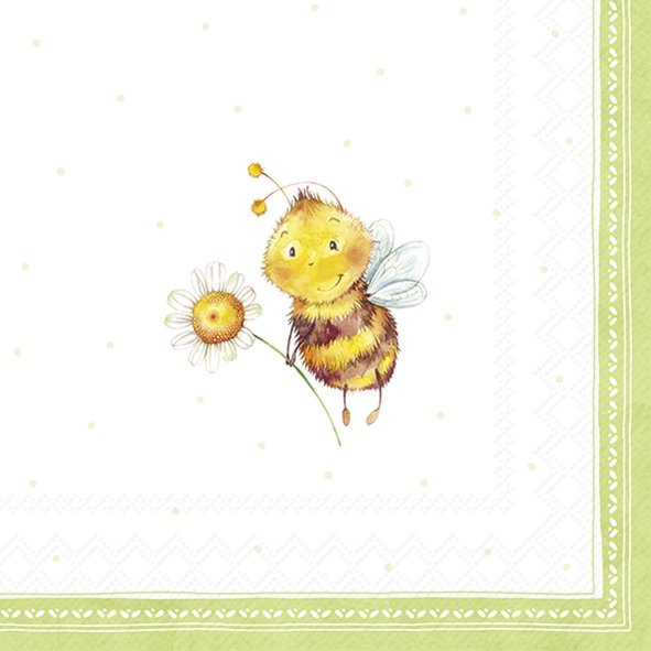 Servietten SUNNY BEE hellgrün 33x33cm 3-lagig 20 Stück / Packung