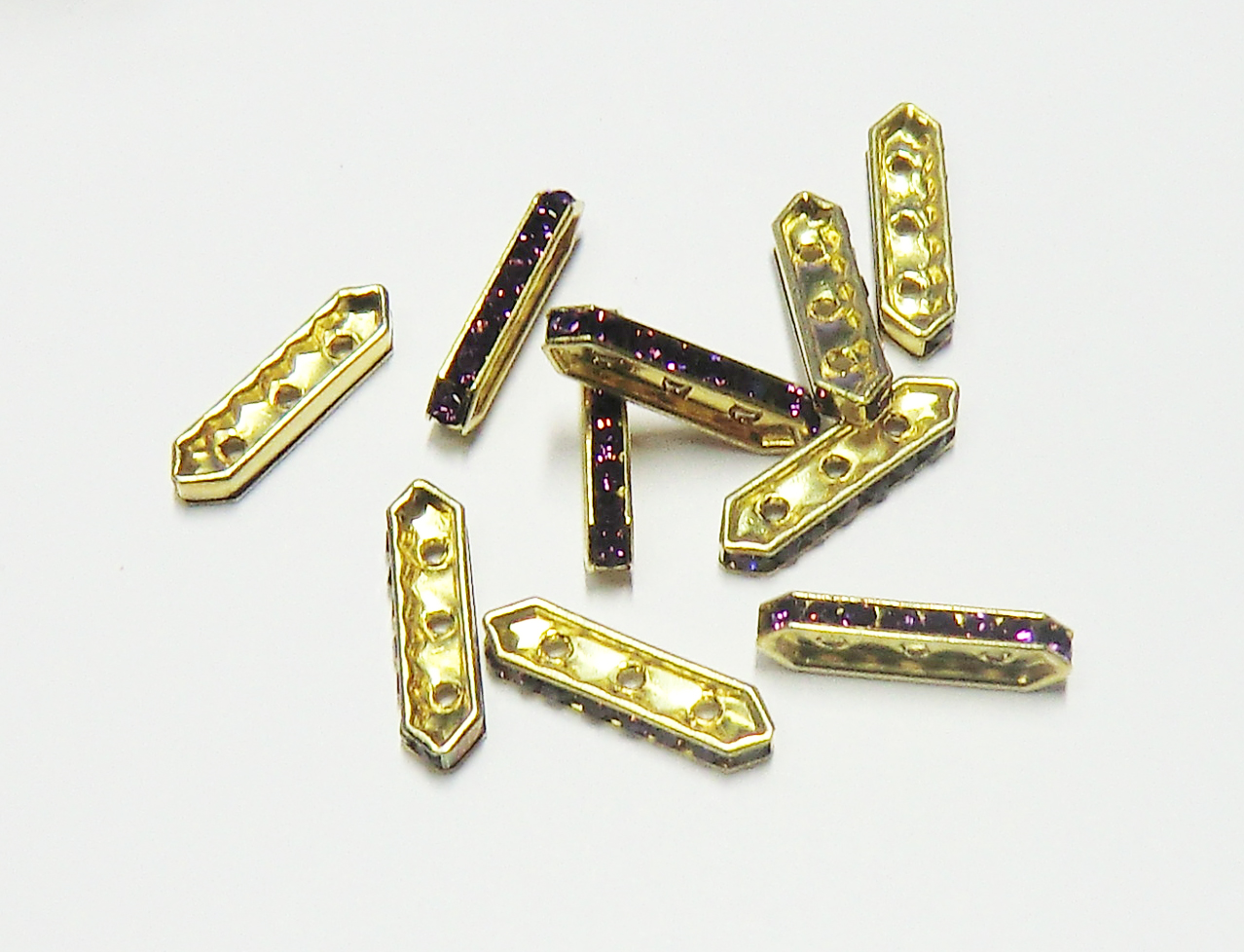 Swarovski Rondell Steg 3loch, gold/amethyst, 18x5mm, 5 Stück/Pkg