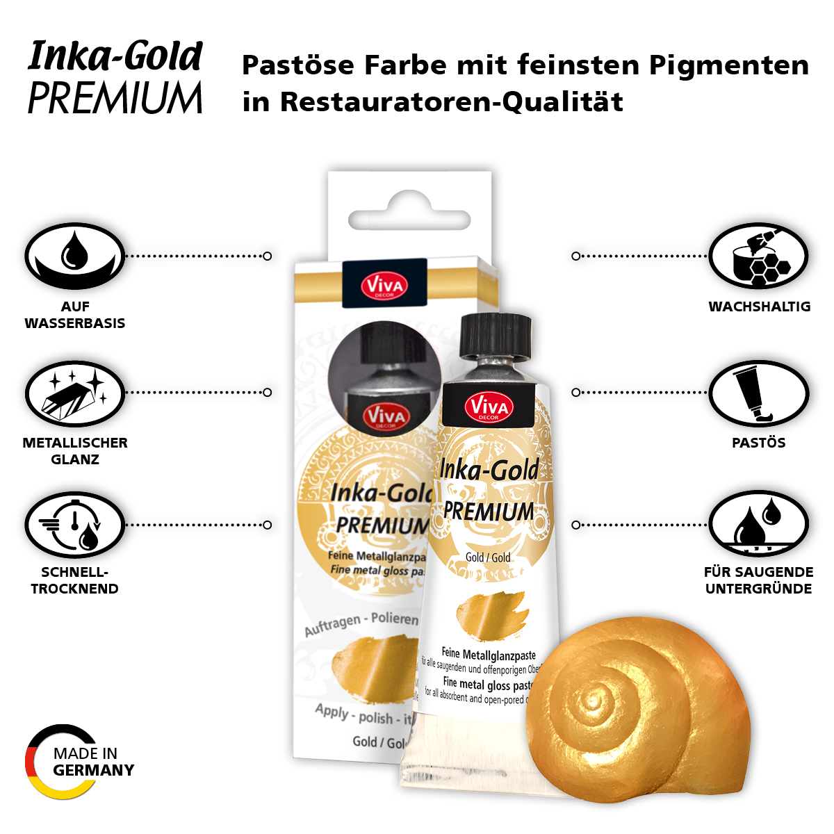 Inka Gold Premium, Tube 32ml Metallicfarbe 