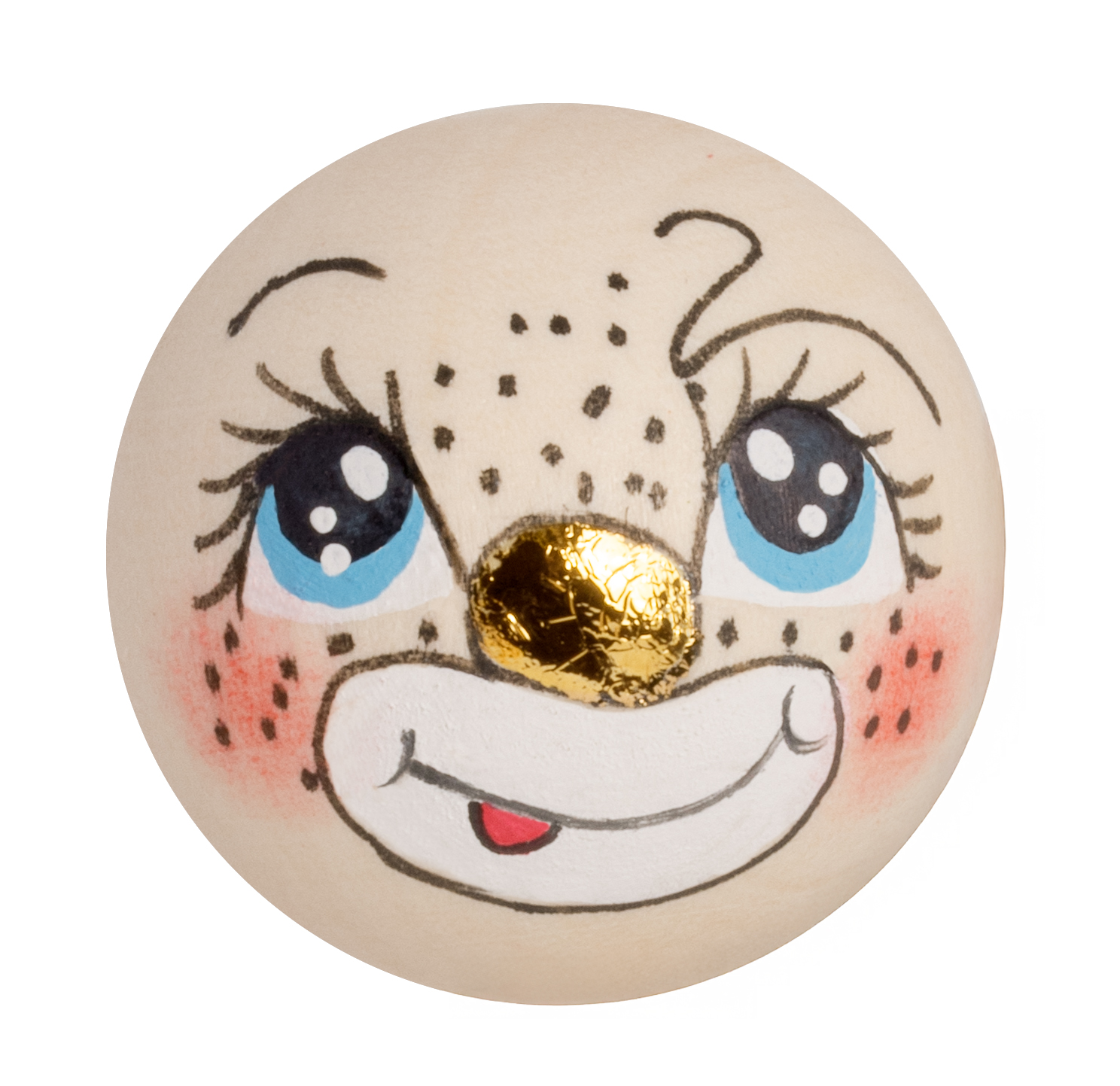 Handbemaltes Holzköpfchen Kürbis orange  20mm