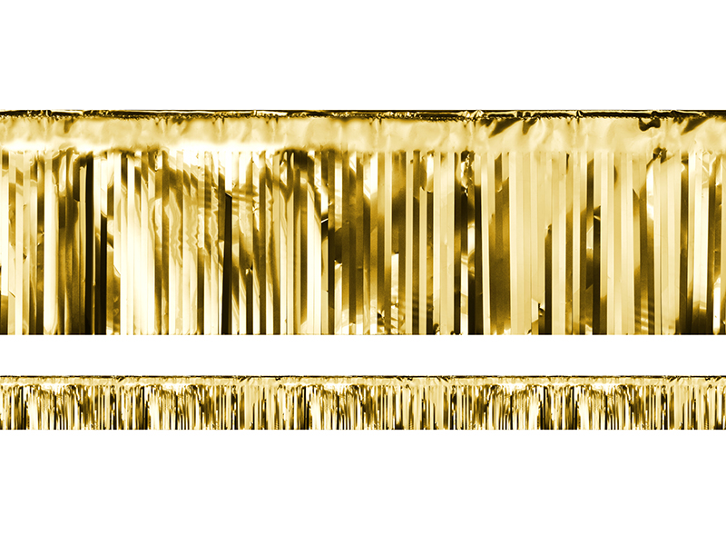Partyvorhang Party Curtain Girlande Lametta-Vorhang Schimmervorhang Glitzervorhang Türvorhang Folie Fransen Metallic Gold 18,5x400cm