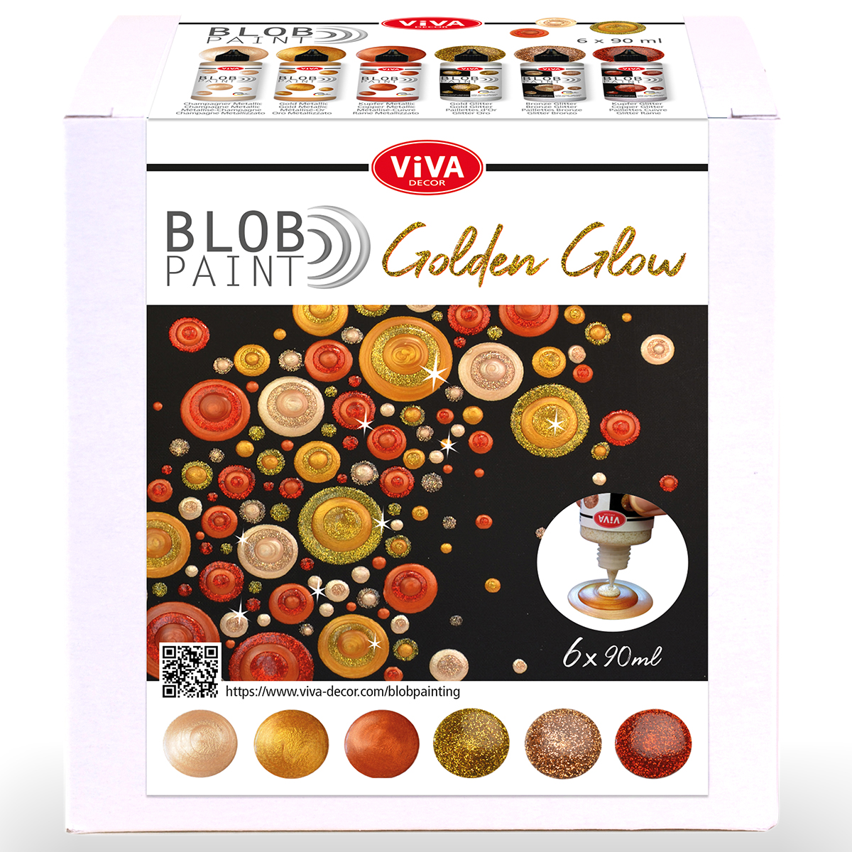 Blob Paint Set Golden Glow, 6 x90ml