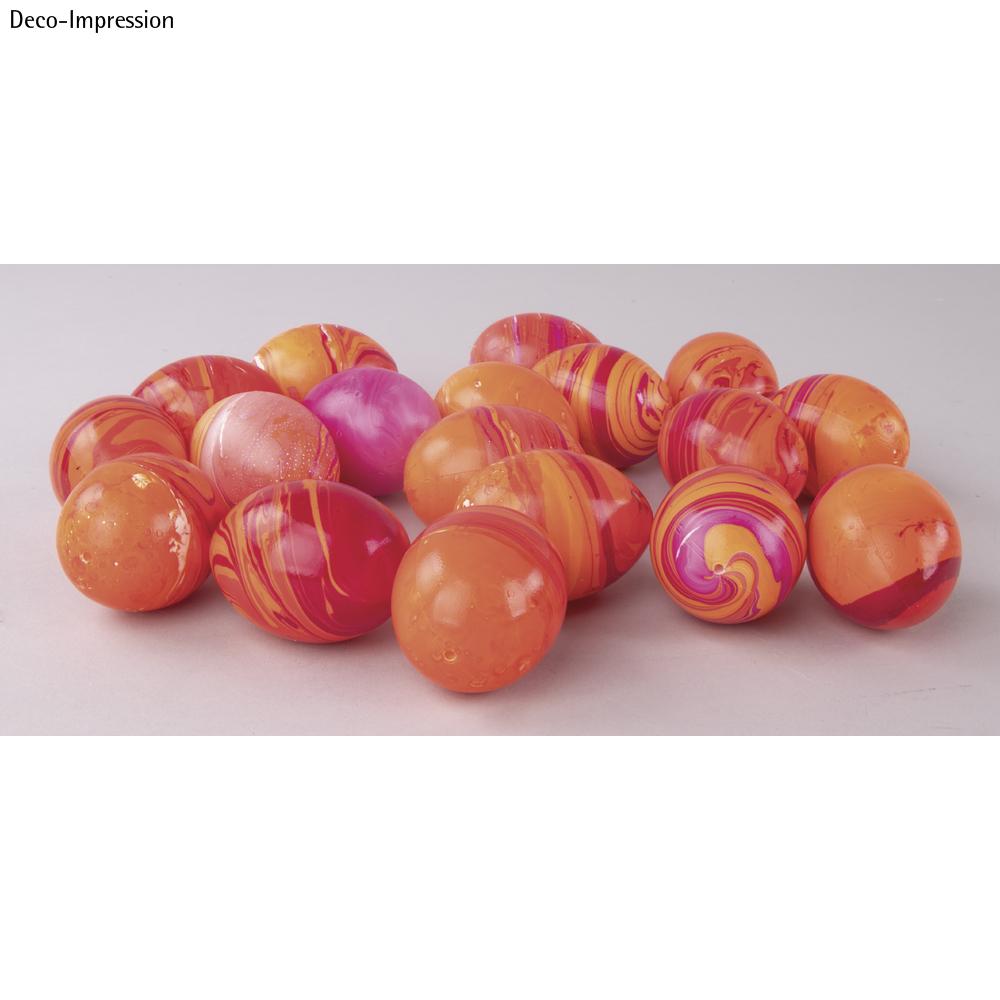 Marmorier-Set rot/orange DIY-Set 24 Eier 3 Farben 24 Stäbem, Marmorierset Bastelset marmorieren Marmorierset  