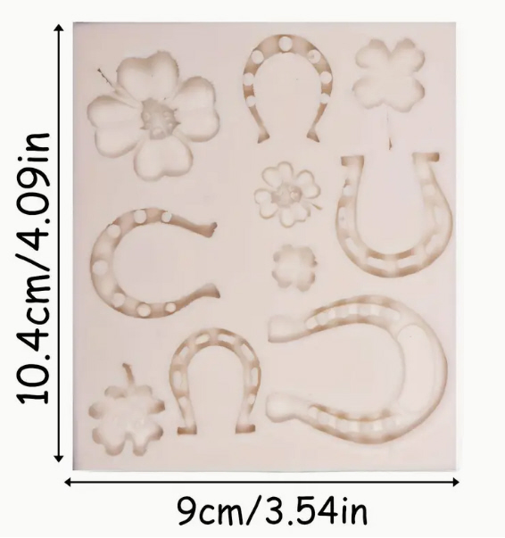 Silikon-Pressform Hufeisen und Glücksklee 9x10,4cm