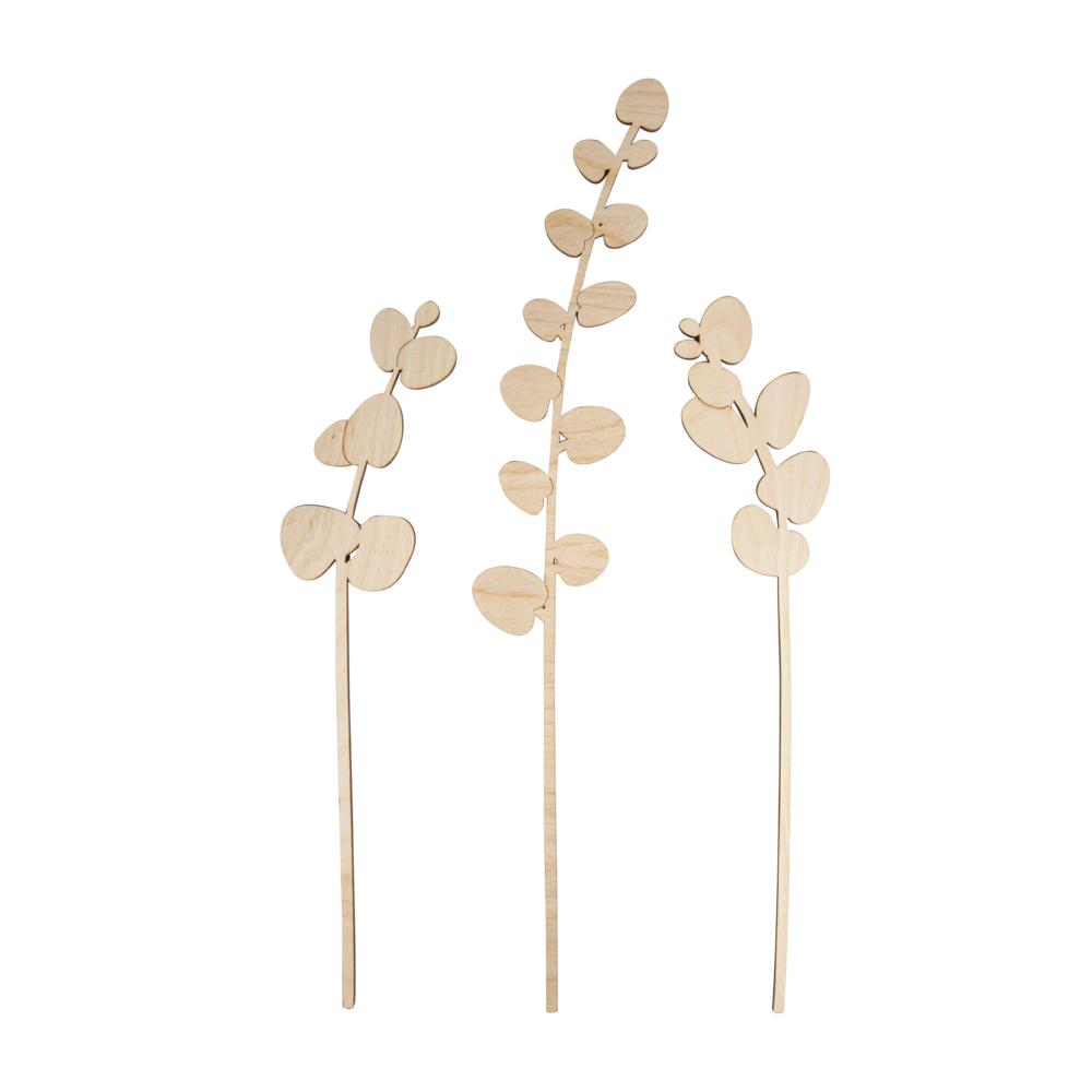 Holzstecker Eukalyptus FSC Mix natur Lasercut 3 Stück 32+42cm Holzstecker Eukalyptus FSC Mix natur Lasercut 3 Stück 32+42cm