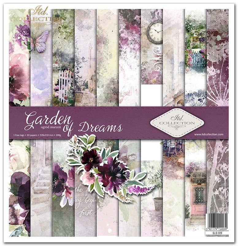 Scrapbooking Papier Set Garden of Dreams 10 Bögen 31x32cm 200g/m²