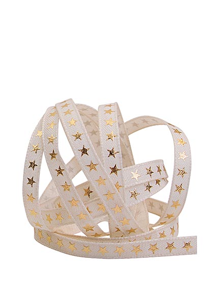 Stoffband 6mm mit Sternchen gold glänzend, per Laufmeter Stoffband 6mm mit Sternchen gold glänzend, per Laufmeter