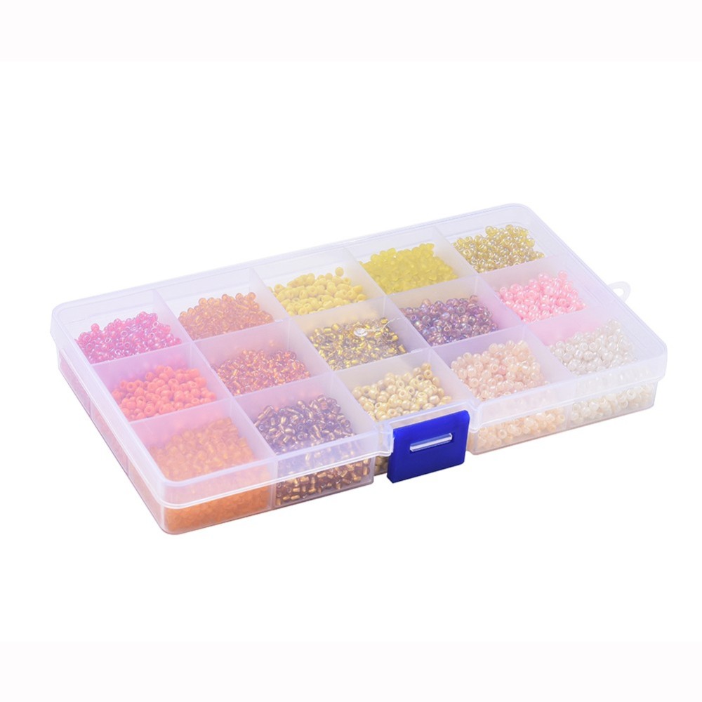 Rocailles Set 15 Farben 3mm 8/0 Loch: 1mm 180g/Box Rocailles Set 15 Farben 3mm 8/0 Loch: 1mm 180g/Box
