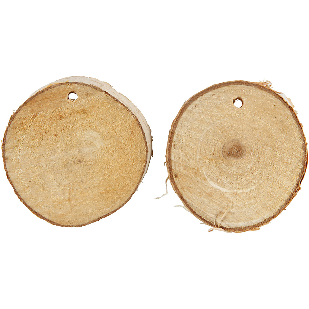 Holzscheiben mit Loch, 35-45mm, 4mm Lochbohrung, 7mm dick, 500g/Pkg.