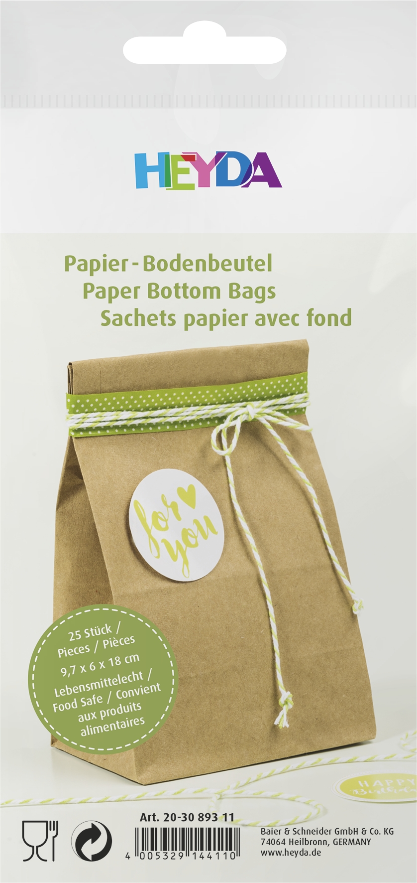 Papier-Bodenbeutel Kraftpapier 10x5,5x17,5cm 25 Stück lebensmittelecht 