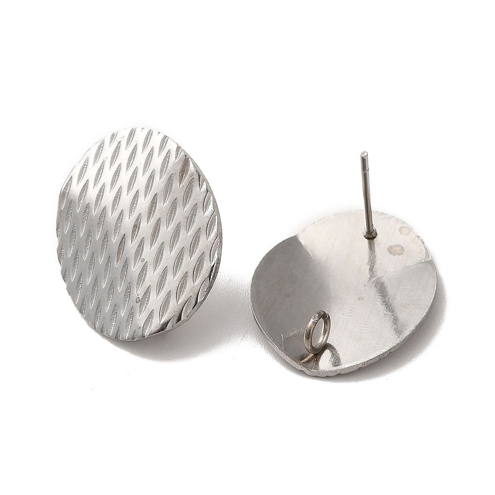 Ohrstecker Platine oval/Raute geprägt mit Anhängeöse Edelstahl 20x16mm 1 Paar/2 Stück 