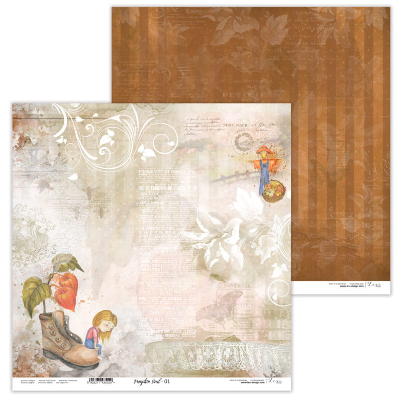 Pumpkin Seed Scrapbooking Papier Set 11 Blatt doppelseitig bedruckt 30,5x30,5cm 