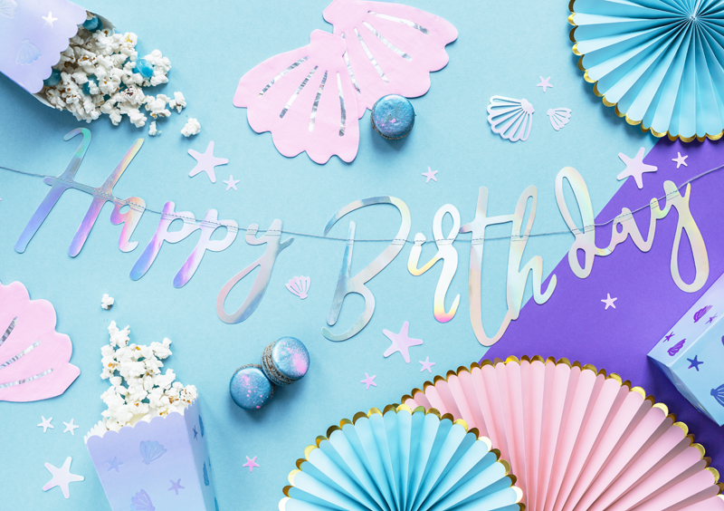 Happy Birthday Banner aus Spiegelpapier HOLO 16,5 x 62 cm Happy Birthday Banner aus Spiegelpapier HOLO 16,5 x 62 cm