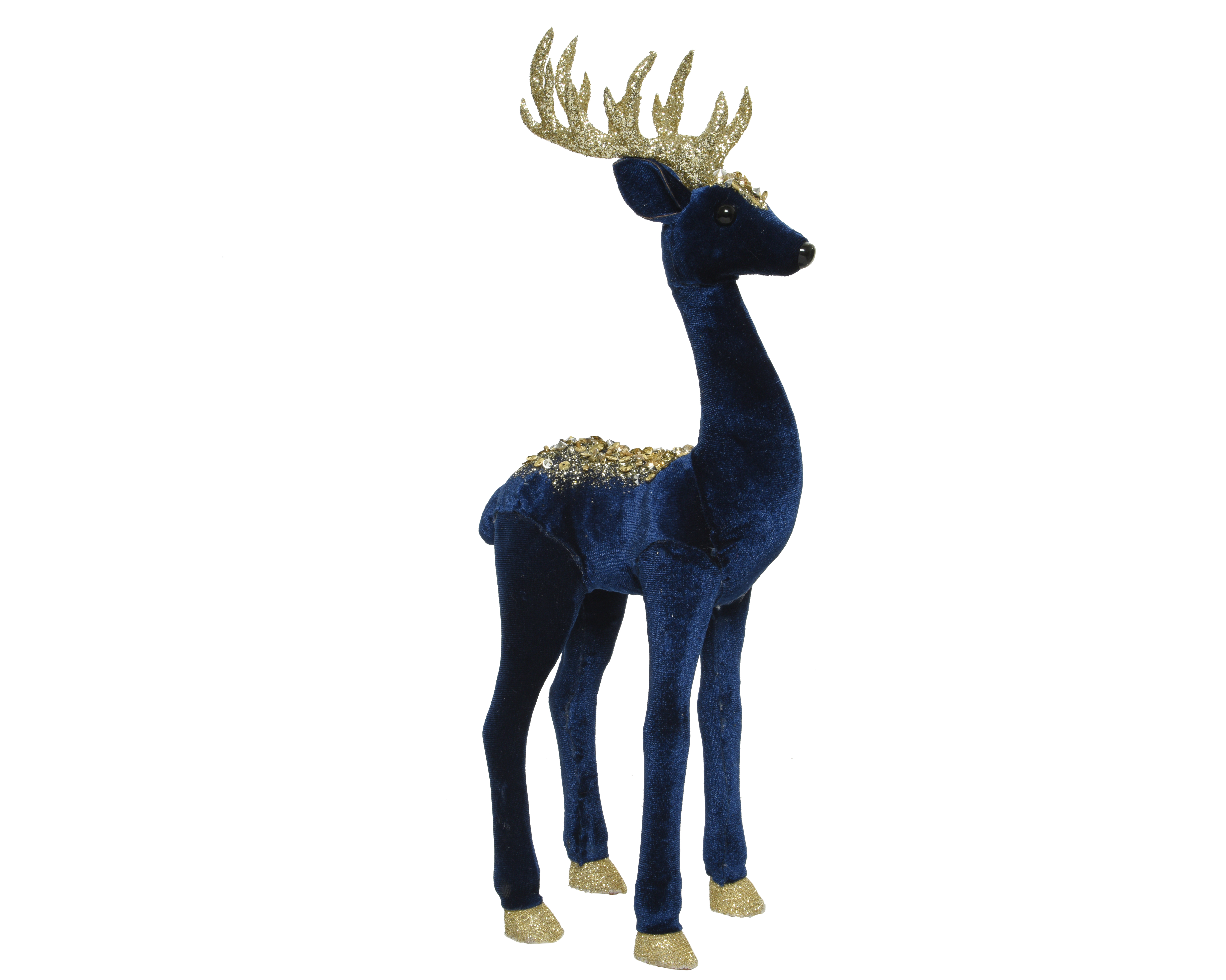 Samtrentier blau-gold, 33x12x7cm Samtrentier blau-gold, 33x12x7cm