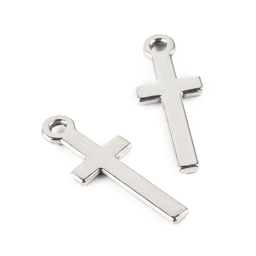 Anhänger Kreuz glatt silber 30x11x2mm 6 Stück/Beutel