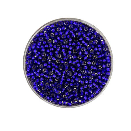 Rocailles Dunkelblau Silbereinzug 2,6mm, 17g/Dose, Seed Beads lapis Glasperlen