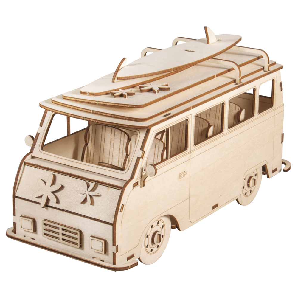 Holzbausatz 3D Campingbus VW-Bus Wooden Kit 77 Teile 
