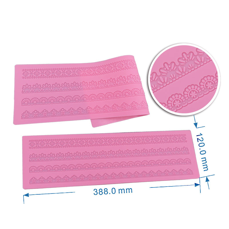 Strukturmatte Silicone Embossing Spitzenmuster Borte 388x120x2mm