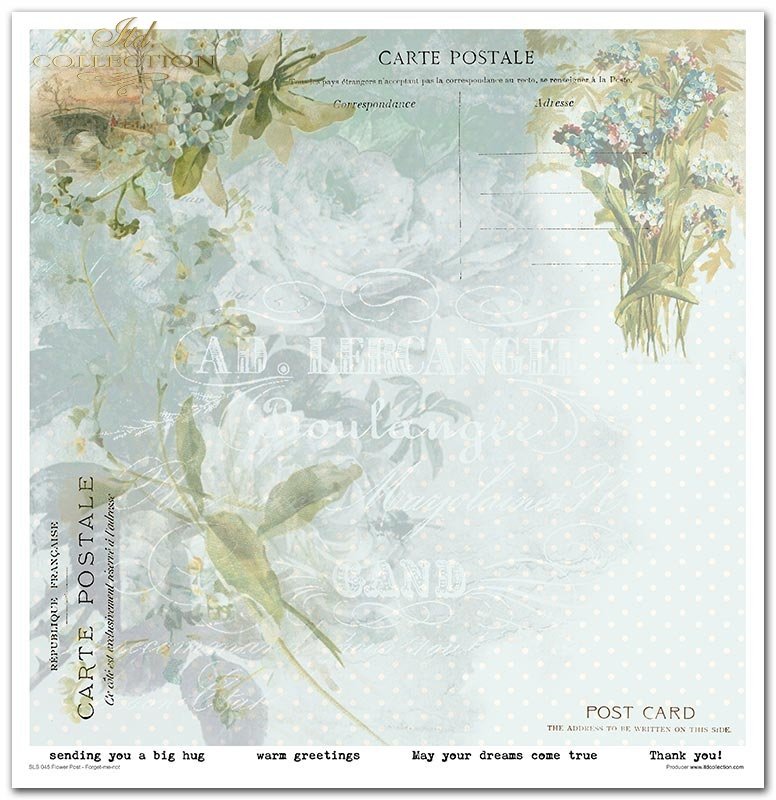 Scrapbooking Papier Set Flower Post Forget-me-not 10 Bögen 31x32cm 200g/m²