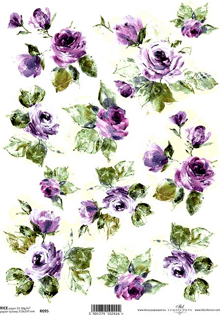 Reispapier Rosen violett A4 210x297mm 20-30g/m² 1 Bogen
