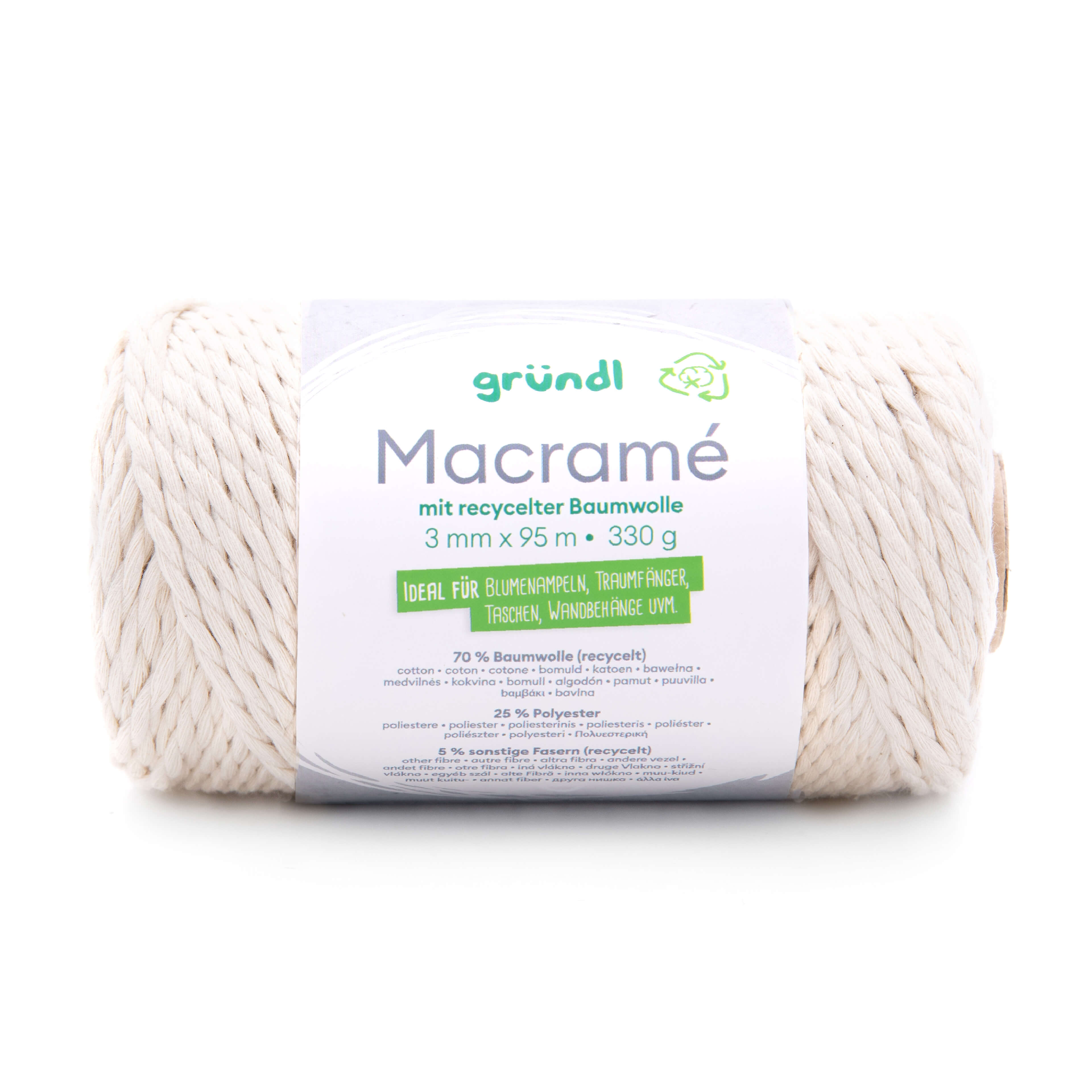 Gründl Macramé Garn 3mm 95m 330g Gründl Macramé Garn 3mm 95m 330g