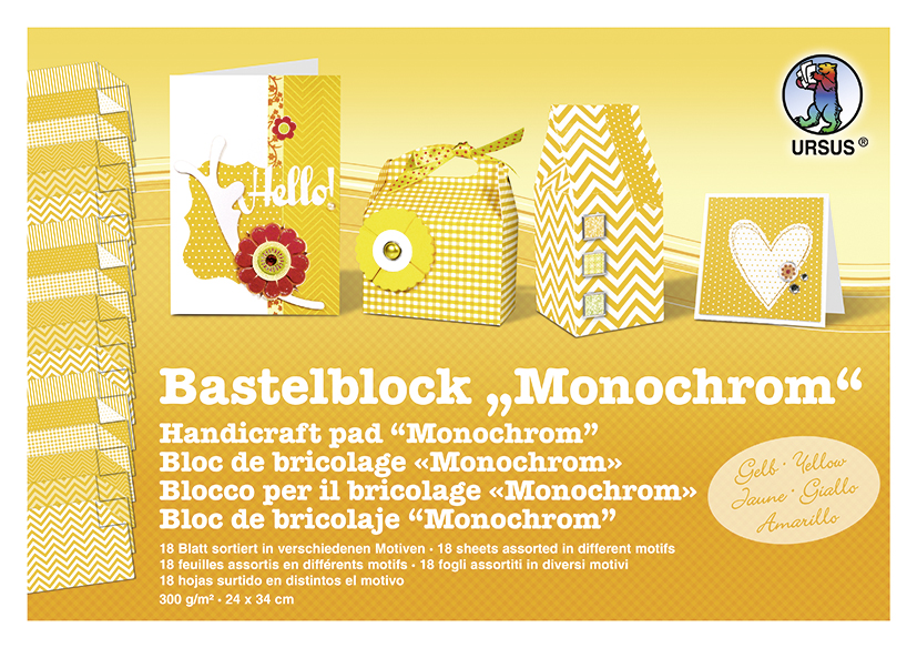 Bastelblock Monochrom, 24x34cm, 18 Stück sortiert