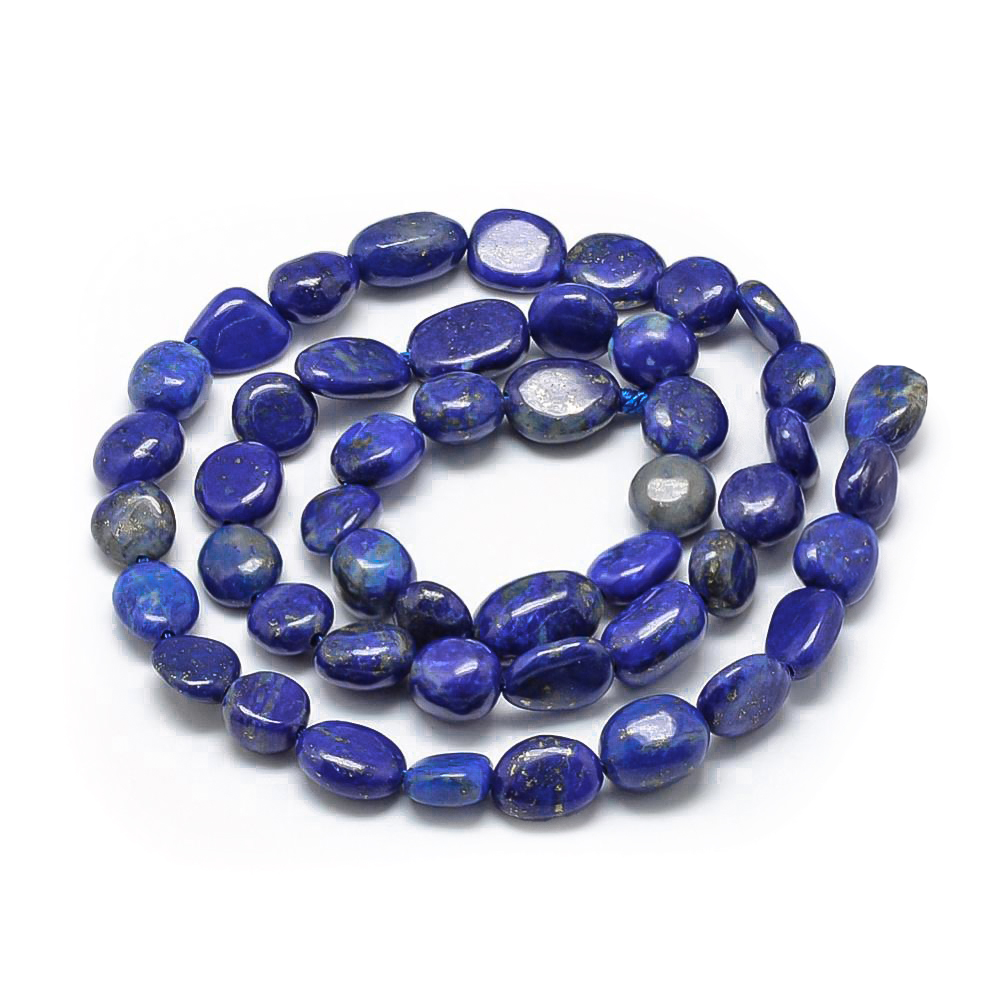 Edelsteinperlen Strang Lapis Lazuli dunkelblau oval 6–10x4–7mm Bohrung 1mm ca 43–62 Stück 40cm