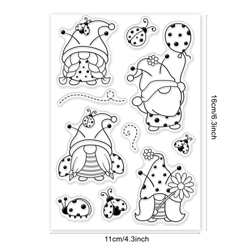 Silikonstempel Gnome mit Marienkäfer-Set 16x11cm 1 Bogen Silikonstempel Gnome mit Marienkäfer-Set 16x11cm 1 Bogen