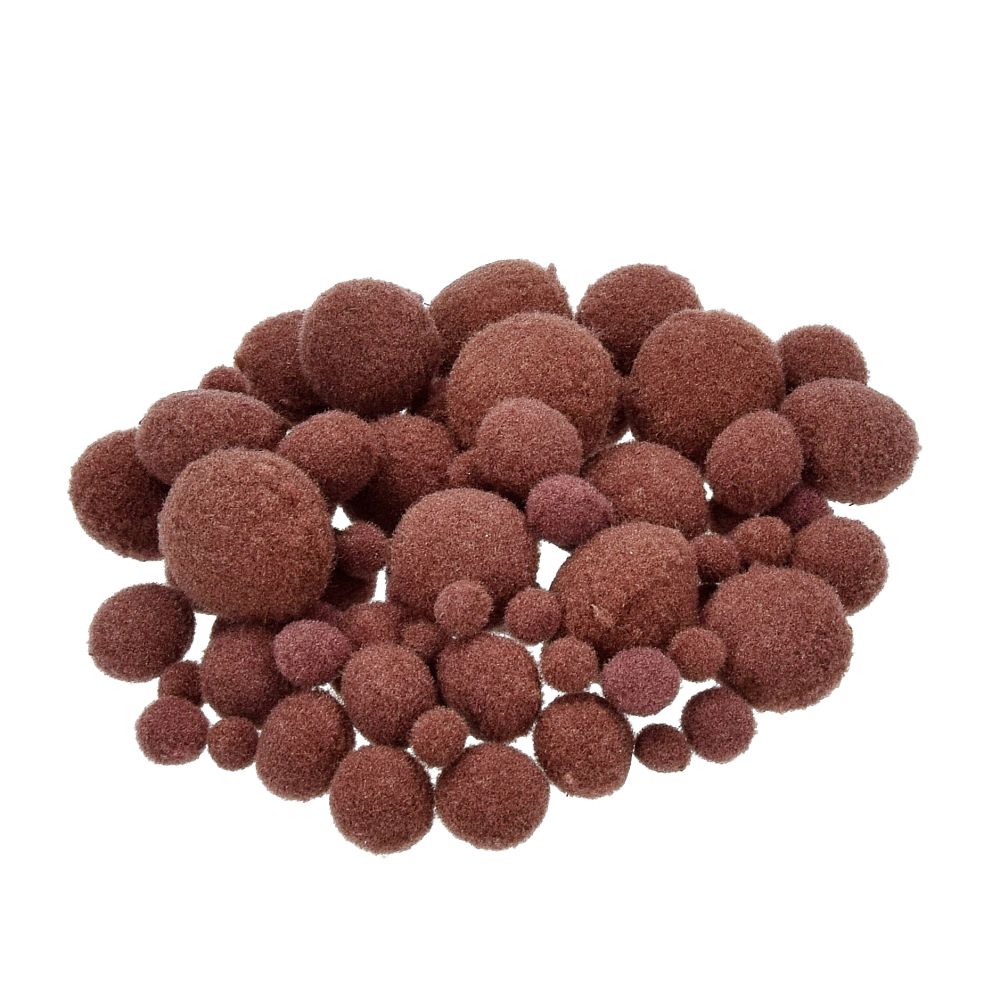 Pompons für Dekorationen braun Mix-Packung 7/10/15/20/25mm 75 Stk.