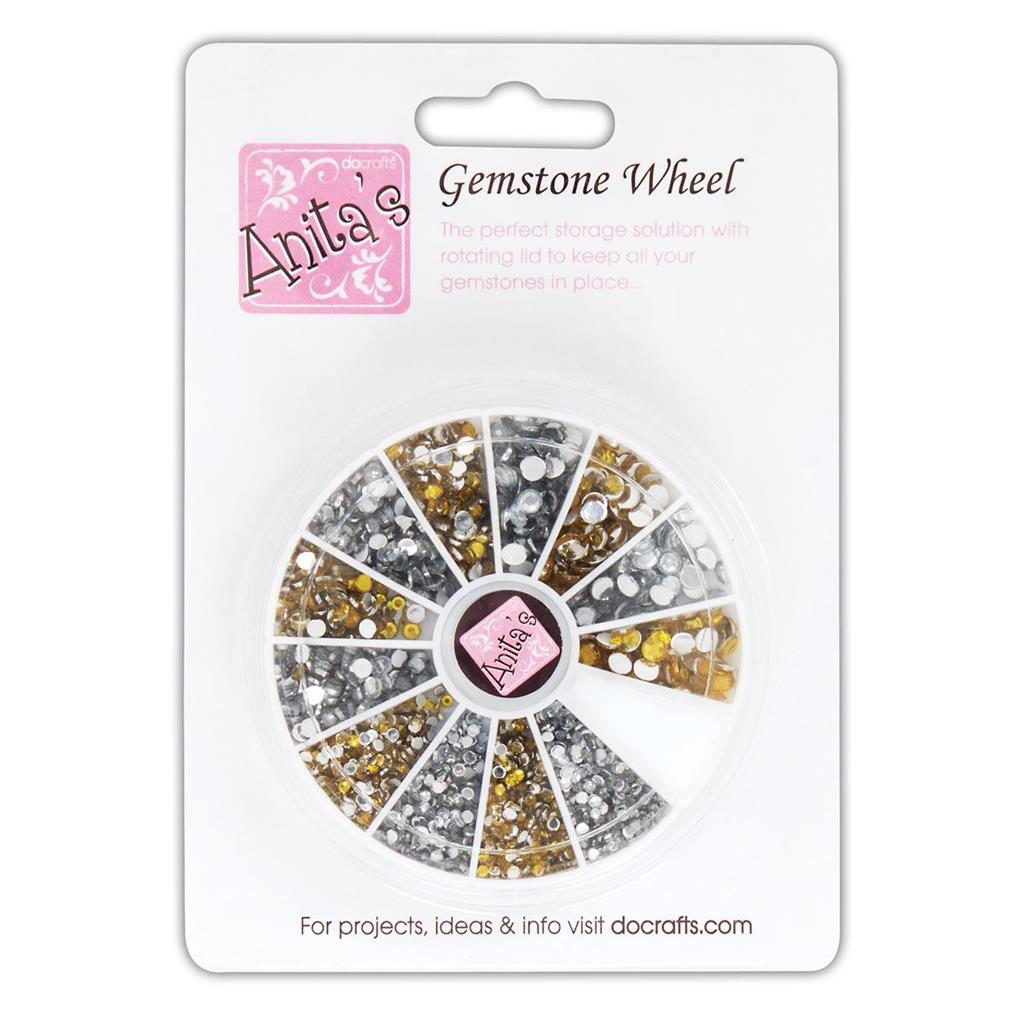 Gemstone Wheel Strasssteine gold silber 2-5mm 