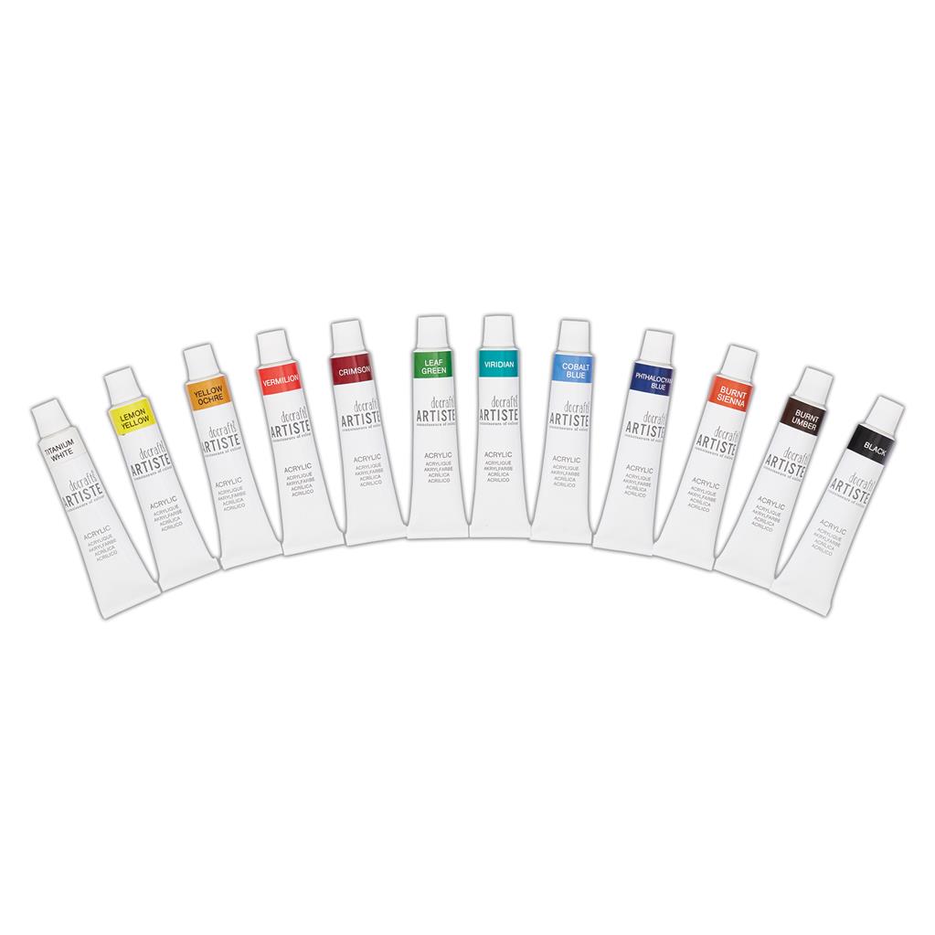 Docrafts Artiste Acrylfarben Set 12 Tuben á 12ml