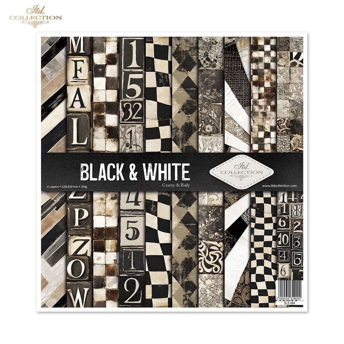 Scrapbooking Papierset Black & White 11 Bögen FSC Recycled 200g/m²