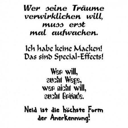 Silikonstempelset Stempel Clear, wer seine Träume verwirklicht, A7 74x105mm , 5 - teilig, transparent