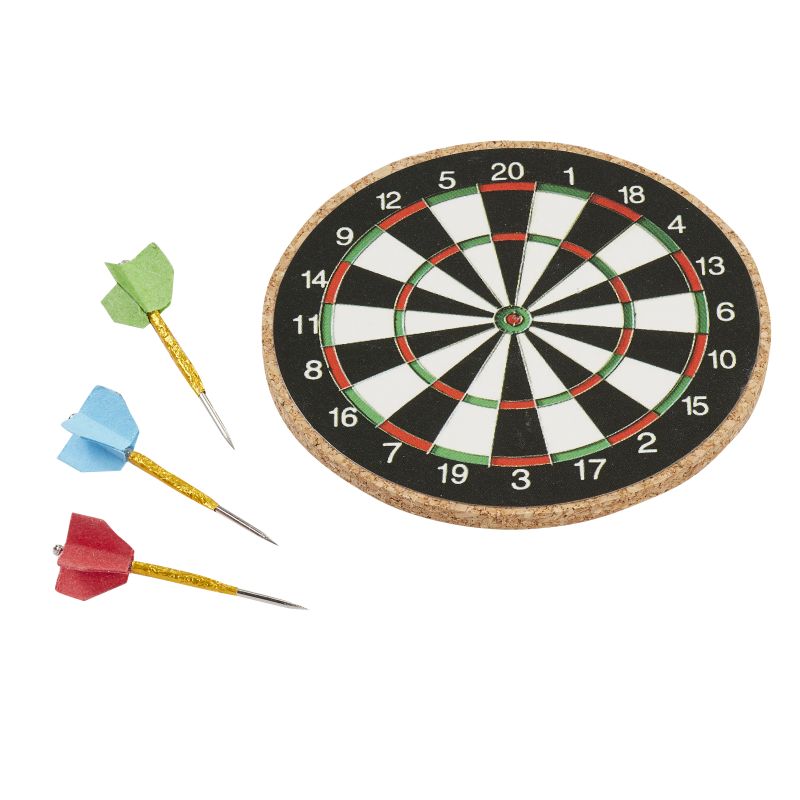 Miniatur Dartscheibe mit Pfeilen 5cm 4-teilig
