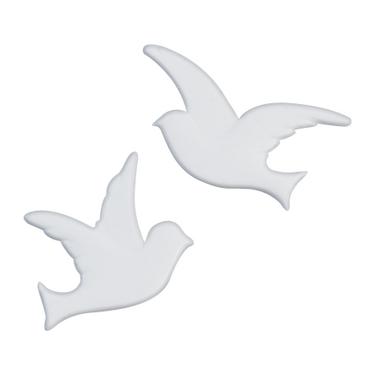 wachsdekor Taubenpaar weiß, 27x24 mm, 1 Paar