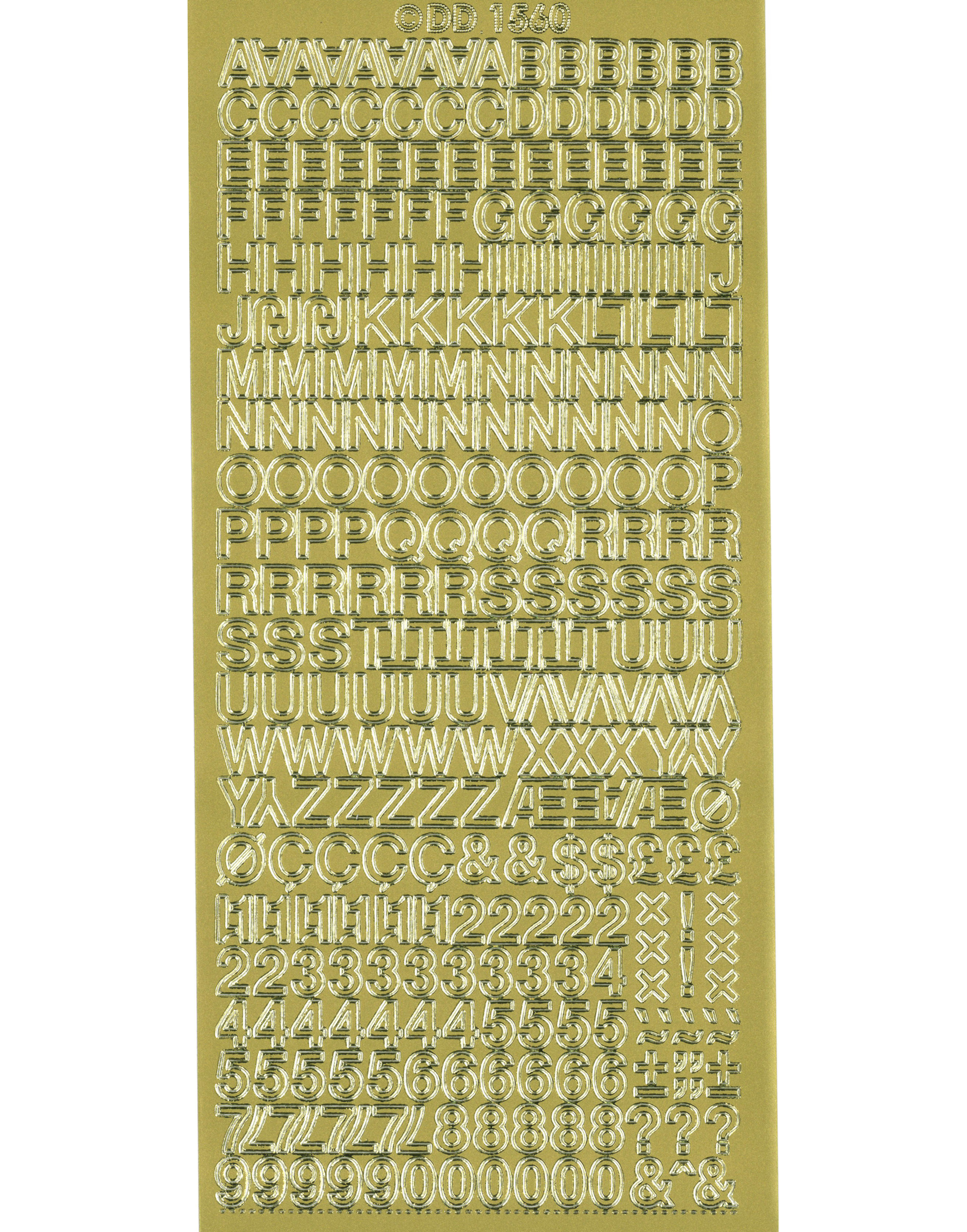 Shiny Outline Stickers Buchstaben Helvetica 7.5 gold Konturensticker 10x23cm Bogen